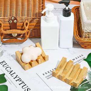 Solid Wood Soap Dish Irregular Shape <b>Draining</b> <b>Rack</b> For Bathroom Hotel Guesthouse Soap Holder Retro Color No Drill Installation - Product Image 1