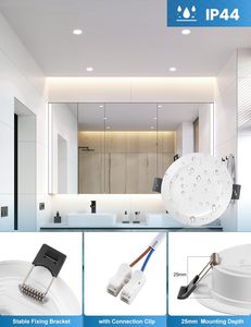 Spot LED Encastrable Blanc Chaud 3500K IP65 Anti-Éblouissement pour Plafond de Salle de Bain, Angle de Faisceau 120 Degrés, Corps en Plastique - Product Image 3