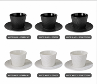 Mug à café en céramique mat minimaliste, 260 ml, résistant au lave-vaisselle et au micro-ondes, noir et blanc, style nordique moderne, pour la maison (vente en gros)