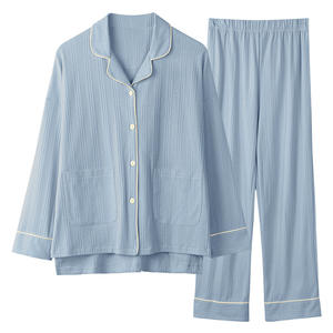 Pyjama d'extérieur en pur coton, vêtements de nuit, vente en gros, deux pièces, <span class=keywords><strong>2022</strong></span> - Product Image 1