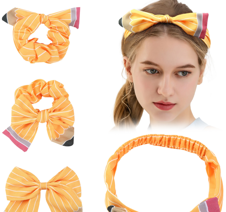 Cross-Border Cute Baby Headband with Yellow Pencil Bow Hairpin New Back-to-School Season Hair Accessories for Children