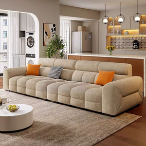 Sofá Modular de Tela con Diseño de Nubes, Asiento Profundo de 60 cm, Látex de Alta Resiliencia, Esponja, Reposabrazos Anchos, Multicolor, Moderno, Seccional, para Hotel - Product Image 1