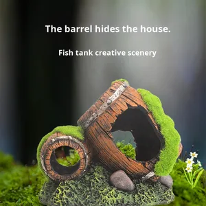 Decoración para Peceras, Musgo de Resina, Escondite para Acuarios, Cueva, Casa para Camarones, Nido para Cíclidos, Barril de Vino Hueco - Product Image 2