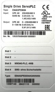 PLC ไดรฟ์เดี่ยว PLC E94ASPE0034 25A 09kVA PLC ไดรฟ์เดี่ยว PLC E94ASPE0034 25A 09kVA PLC คอนโทรลเลอร์ - Product Image 3
