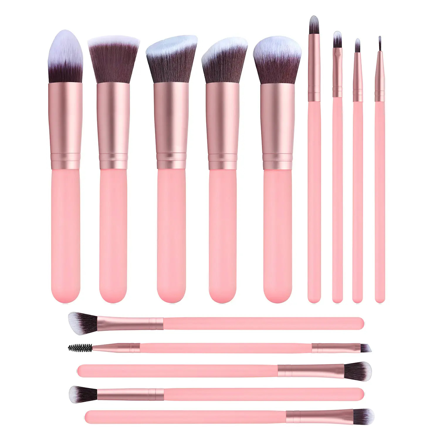 High Quality Custom 14 pcs New Arrival Pink Rose Golden Makeup Brush Set