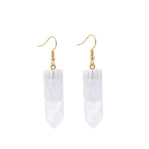 Pendientes de Cristal Blanco con Columna Hexagonal de Acero Inoxidable Dorado y Plateado, Joyería de <span class=keywords><strong>Piedras</strong></span> Preciosas para Mujer, Regalo para Amiga - Product Image 2