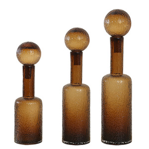 Portacandele <span class=keywords><strong>in</strong></span> <span class=keywords><strong>vetro</strong></span> marrone con coperchio Premium per la casa vaso morbido decorazione atmosfera artistica centrotavola da tavolo - Product Image 3