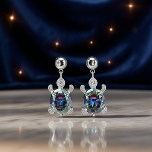Mia Michael – boucles d'oreilles en or blanc pour femmes, avec quartz arc-en-ciel, serti de griffes, bijoux en cristal mignons pour femmes, E2541 - Product Image 2