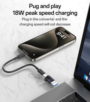 Adaptateur OTG Yesido USB2.0 18W à charge rapide en alliage d'aluminium USB mâle vers Type-C femelle GS34