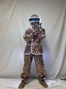 Traje de película de espejo metálico <span class=keywords><strong>futurista</strong></span> LED para escenario de salón de baile DJ danza Sci-Fi Cosplay traje espejo hombre espectáculo traje - Product Image 4