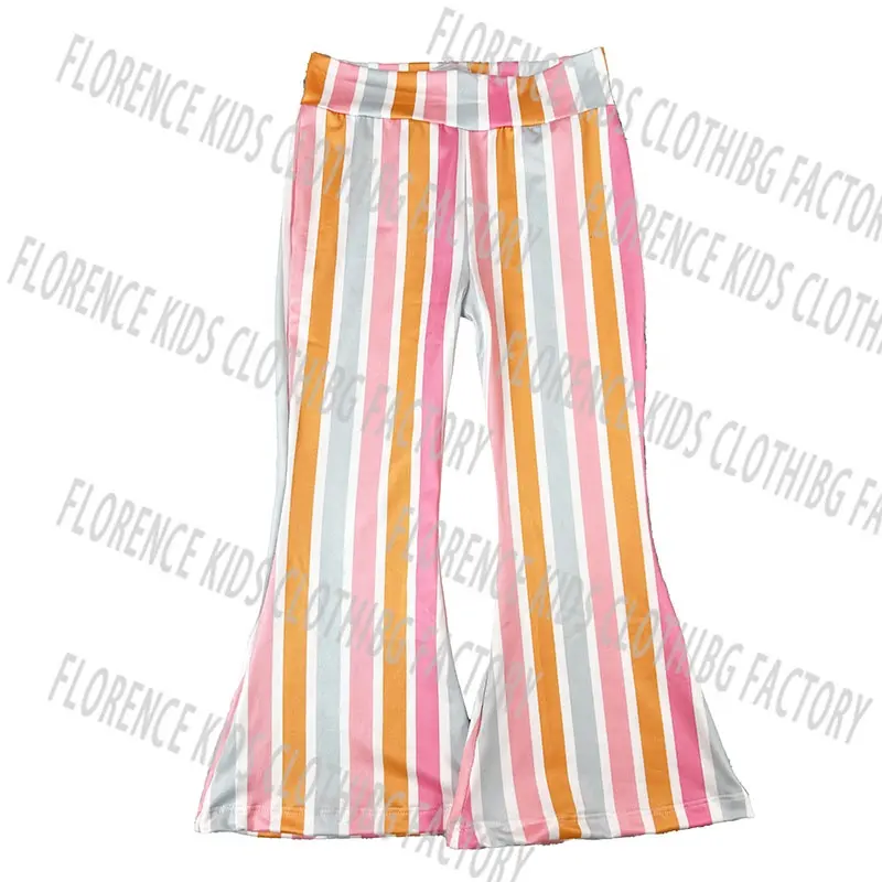 DH ODM bambú Arco Iris rayas Primavera Verano niño acampanado pantalones niñas pantalones de pierna ancha
