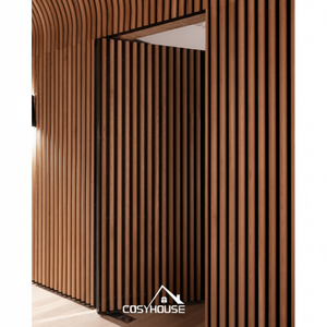 Porte intérieure invisible moderne en bois massif insonorisée et ignifugée Cosyhouse haut de gamme à rainures - Product Image 1