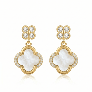 Ensemble de bijoux trèfle porte-bonheur classique noir et blanc avec chaîne en acier inoxydable - Product Image 6