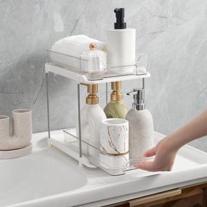 Bathroom Storage <b>Rack</b> 3 Tier Pull Out Organizer With Non Slip Base For Toiletries And Personal Care Items - Product Image 1