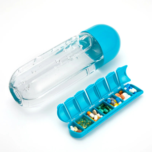 Wholesale 1PC 600ml Sports <b>Plastic</b> Water Bottle Combine Daily Pill Boxes Capsule <b>Cup</b> Medicine Organizer <b>Drinking</b> Bottles - Product Image 3