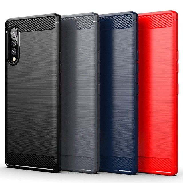 Luxury Flexible TPU Case for LG V60 ThinQ Q51 K41S V30 Plus K40 K22 Protector Cover Carbon Fiber Texture Protective Back Shell