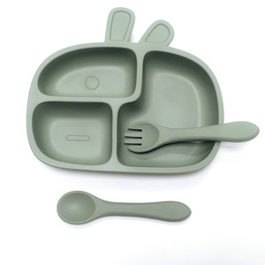 Children's Silicone <b>Large</b> Suction Cup Food <b>Tray</b> Pure Color Eco-friendly Silicone Tableware Baby Feeding Compartment <b>Tray</b> - Product Image 1