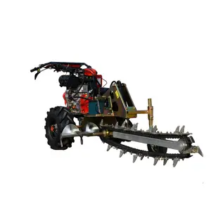 Multifunctional orchard walking chain type trenching machine 15HP chain farm trencher machines