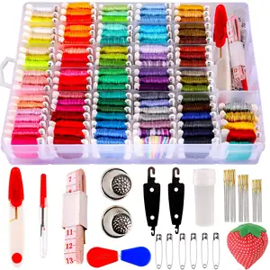 200 Pieces Each Pack Embroidery Cross Stitch Thread Set For Bracelets String Kit With Accessories