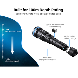 ไฟฉายดำน้ำแบบซูมได้สำหรับการถ่ายภาพใต้น้ำ D40 XTAR ระดับมืออาชีพ1600ลูเมนที่สว่างที่สุด - Product Image 6