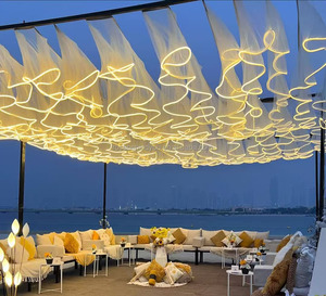 Tenda nuziale decorazione per soffitto a forma di drappeggio a rete a Led striscia luminosa per matrimonio matrimonio tenda da soffitto <span class=keywords><strong>sala</strong></span> per decorazione del soffitto evento arredamento - Product Image 2