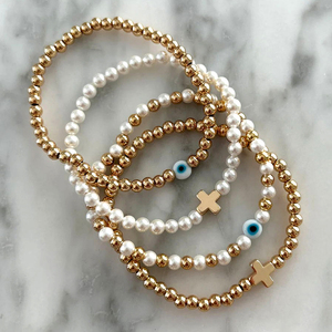Nouveau luxe <span class=keywords><strong>18k</strong></span> or rempli perles Bracelets femmes mode charme étanche en acier inoxydable or perlé Bracelet bijoux pour cadeau - Product Image 2