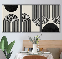 Toile Encadrée Art Mural Moderne Maison Oeuvre Neutre Boho Décor Impression Abstraite Géométrique Usine En Gros 3 Pièces En Plastique 500pcs
