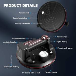 8-Zoll Hochleistungs-Industrie-Lithiumbatterie-Glas-Saugnapf Vakuum-Fliesenheber mit Manometer Fensterheber Hebewerkzeuge - Product Image 3