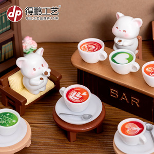 ดีพี แคท คาเฟ่เรซิ่นแก้วกาแฟเครื่องประดับจิ๋วตุ๊กตาตกแต่งโต๊ะทำงานอุปกรณ์เสริม - Product Image 3