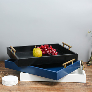 Pink Serving <b>Tray</b> With Gold Handles And Coasters For Coffee <b>Tea</b> Hotel Use - Product Image 4