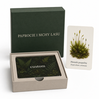 Cartes d'apprentissage personnalisées sur le thème de la forêt, de la fougère et du mousse, écologiques, durables, en papier couché 300 g/m², avec pelliculage mat, dans une boîte cadeau rigide pour les écoles