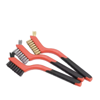 GTYPRO 7'' Lot de 3 mini-brosses industrielles style brosse à dents avec manche en plastique, fil d'acier, nylon, laiton OEM