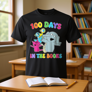 Camiseta con diseño de cerdo y elefante para profesores de lectura, 100 días en la escuela - Product Image 3