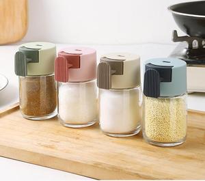 Gelas garam tersegel, toples tekan merica dengan pegangan kuantitatif 0.5g, Dispenser garam kaca untuk lada garam gula - Product Image 2