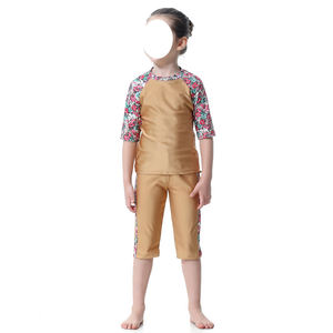 Yaz <span class=keywords><strong>3</strong></span> adet müslüman çocuklar mayo çiçek baskı kısa kollu mayolar geleneksel islam çocuk kız çocuk Beachwear - Product Image 4