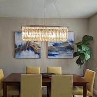 Lustre rectangulaire moderne en cristal pour salon et salle à manger, luminaires en boules de cristal, plafonnier dimmable, lustres de luxe