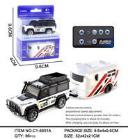 Voiture télécommandée en alliage à l'échelle 1/64 avec lumières LED réglables et attelage de remorque réaliste pour enfants et collectionneurs