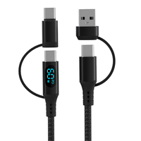 Câble de charge USB Type C pour téléphone mobile IOS, écran LED multifonction, câble de charge rapide PD 60W, câble tressé en nylon 4 en 1
