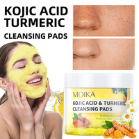 MOIKA 50 tampons nettoyants à l'acide kojique et au curcuma pour les taches brunes et l'éclaircissement avec vitamine C, marque privée, vente en gros