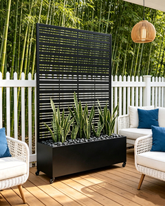 Jardinera Elevada 2 en 1 con Rejilla de Privacidad, Ruedas con Bloqueo, Resistente a la Oxidación, Fácil de Montar, para Patio, Balcón, Plantas Trepadoras - Product Image 1