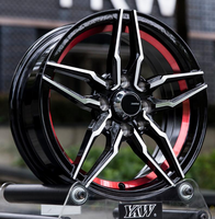 Jantes GPWYKW 16 pouces 16X7 Et38 4X100/114.3 CB73.1 BF + Red BF + Blue Hyper-Black Aluminium Alloy Casting Car Wheel