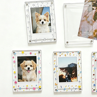 Mini cadre photo en acrylique fait main avec dos magnétique, support Instax 3 pouces, pour réfrigérateur, transparent, rectangulaire, avec fente pour carte, logo UV