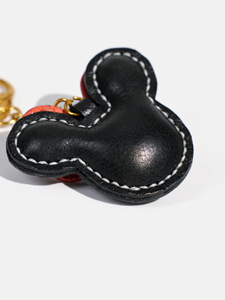Porte-clés en cuir Mickey dessin animé mignon, véritable cuir de vachette, breloque de sac, décoration de voiture, cadeau amusant pour filles et femmes - Product Image 2