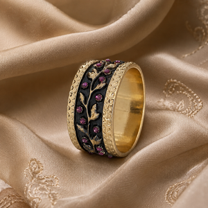 Anello vintage con foglie di vite incise, design floreale, accessori di moda per l'uso quotidiano - Product Image 1
