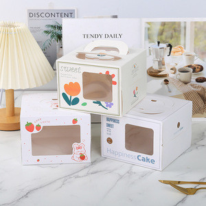 Boîtes en carton rigide de qualité alimentaire, avec poignée intégrée, en matériaux recyclés, pour l'emballage portable de gâteaux - Product Image 2