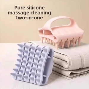 Peigne carré en gel de silice tendance pour le lavage des cheveux, massage du cuir chevelu, outil de nettoyage spécifique pour la tête et les cheveux des enfants et bébés, vente en gros - Product Image 5