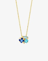 Collier en acier inoxydable bleu géométrique avec diamant, ras-de-cou plaqué or à cristaux multiformes, chaîne de clavicule minimaliste, cadeau bijou