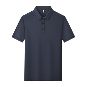 Polo en coton uni à manches courtes bleu foncé pour uniforme de travail et usage quotidien - Product Image 1