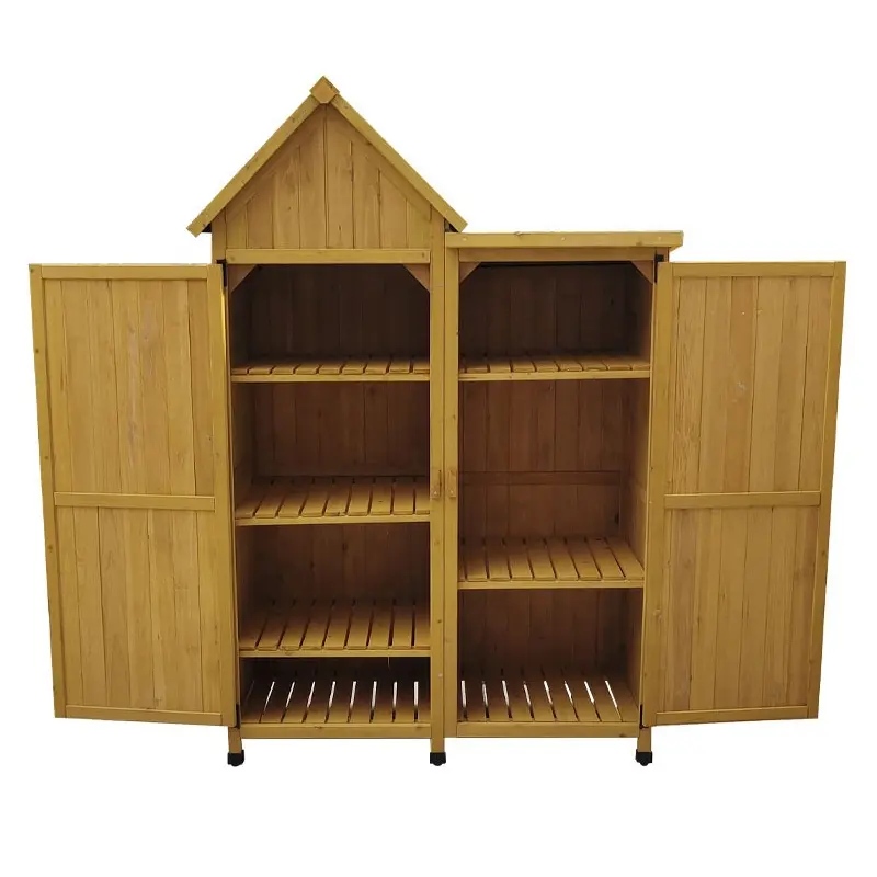 Cobertizo de almacenamiento de madera personalizado al por mayor herramienta de jardín de madera vintage Almacenamiento de cobertizo al aire libre