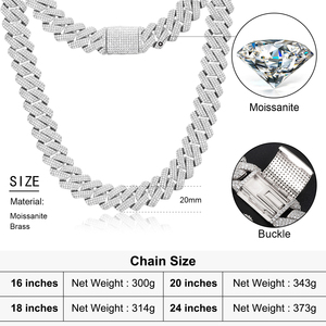Cadena cubana de eslabones de 20 mm con moissanita VVS que pasa la prueba del diamante, estilo Iced Out, joyería de lujo para streetwear y hip hop, collar chapado en oro de 18K para hombre - Product Image 6